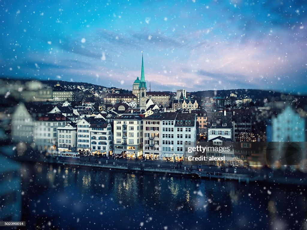 Weihnachten Schnee in Zürich, Schweiz