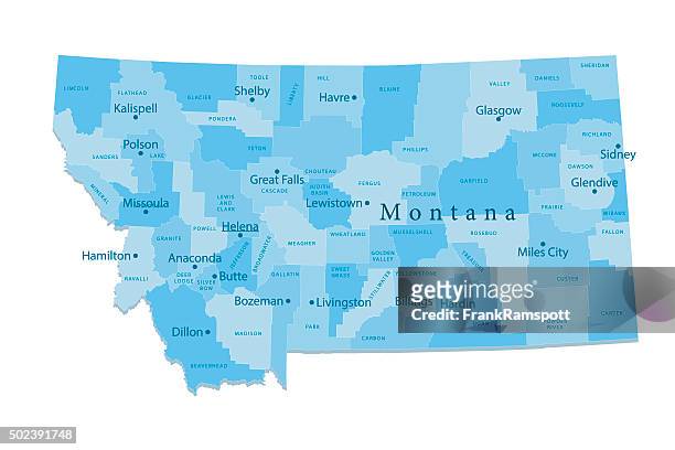 montana vector map isolated - billings montana stock illustrations