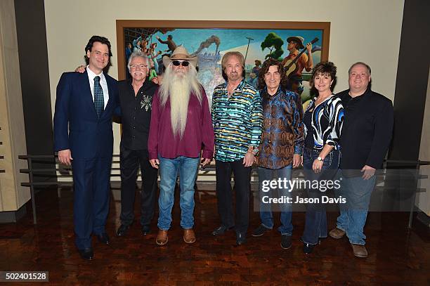 Country Music Hall of Fame Editor Peter Cooper, Musicians Joe Bonsall, William Lee Golden, Duane Allen and Richard Sterban of The Oak Ridge Boys,...