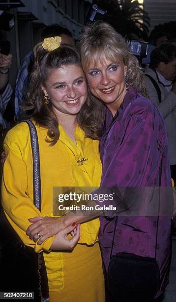 JoAnn Willette and Deborah Harmon attend ABC TV Affiliates Dinner on June 14, 1989 at the Century Plaza Hotel in Century City, California.