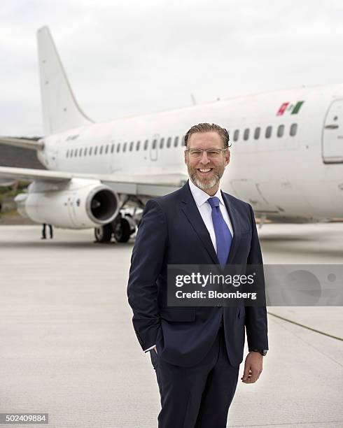 Marco Antonio del Prete Tercero, minister of sustainable development for the state of Queretaro, stands for a photograph at the National Aeronautics...