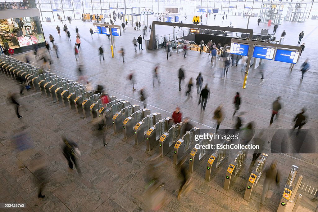 People passing ticket gates at Central Station