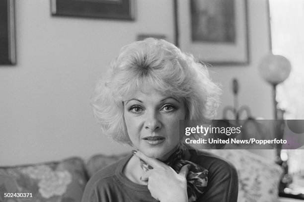 British model and participant in the Profumo affair, Mandy Rice-Davies in London on 13th March 1985.