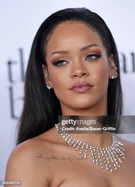 Recording artist Rihanna arrives at Rihanna and The Clara Lionel Foundation Host 2nd Annual Diamond Ball at The Barker Hanger on December 10, 2015 in...