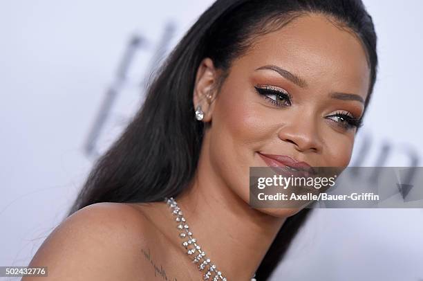 Recording artist Rihanna arrives at Rihanna and The Clara Lionel Foundation Host 2nd Annual Diamond Ball at The Barker Hanger on December 10, 2015 in...