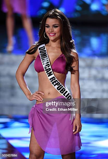 Miss Dominican Republic 2015, Clarissa Molina, is named a top 10 finalist after the swimsuit competition during the 2015 Miss Universe Pageant at The...