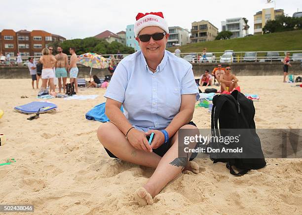 Nella Booth from Springwood poses at Bondi Beach on December 25, 2015 in Sydney, Australia. Bondi Beach is a popular tourist destination on Christmas...