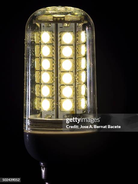 detail of a modern led lamp on - tomada de ligação à rede imagens e fotografias de stock