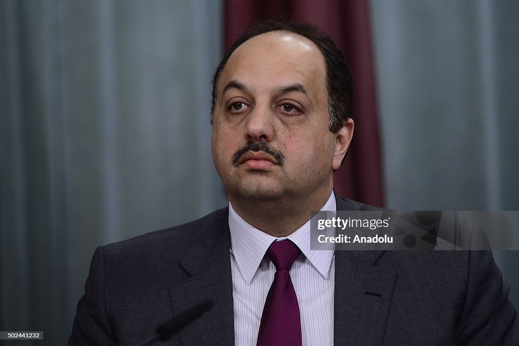 Qatar's Foreign Minister Khalid bin Mohammed Al Attiyah in Moscow