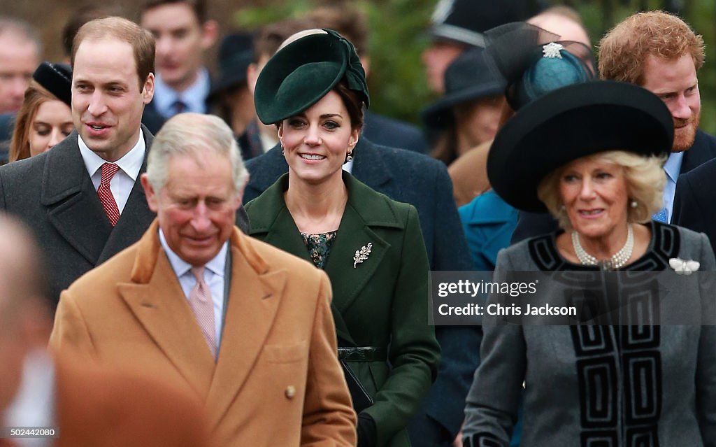 The Royal Family Attend Church On Christmas Day