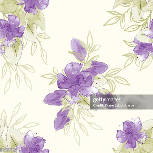 ilustrações de stock, clip art, desenhos animados e ícones de mão pintada em aquarela flores sem costura padrão - seamless flower aquarel