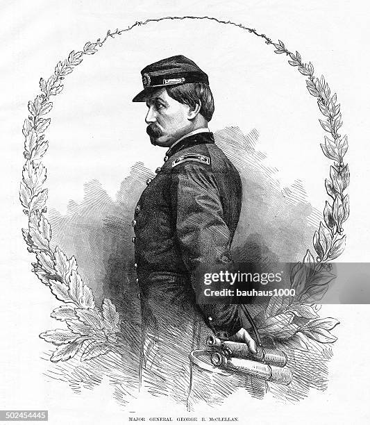 major general george b. mcclellan - veteran portrait stock illustrations