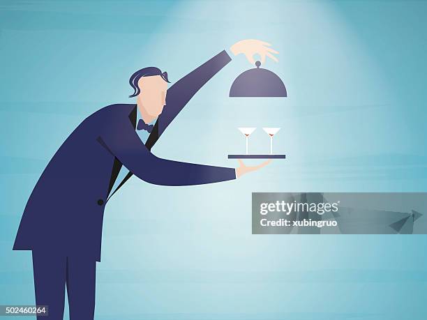 waiter - restaurant atmosphere stock illustrations