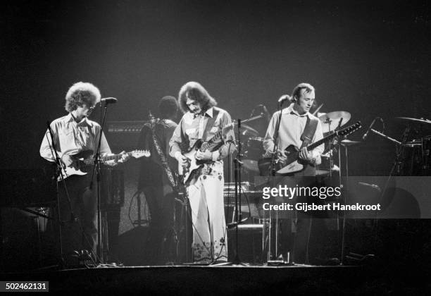 Stephen Stills and Manassas perform live on stage at Concertgebouw in Amsterdam, Netherlands in 1971. L-R Chris Hillman, Al Perkins, Stephen Stills.