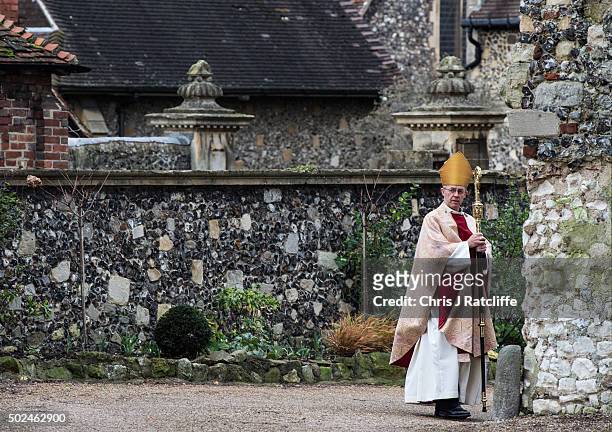 The Archbishop of Canterbury, Justin Welby, arrives at the west door to deliver his Christmas Day sermon to the congregation at Canterbury Cathedral...