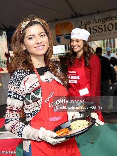 Blanca Blanco is seen at the annual Los Angeles Mission Christmas Dinner on December 24, 2015 in Los Angeles, California.