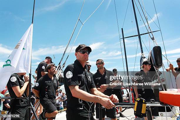 Michael Clarke joins crew aboard Perpetual LOYAL during their Boxing Day Bon Voyage at Rose Bay Marina on December 26, 2015 in Sydney, Australia.