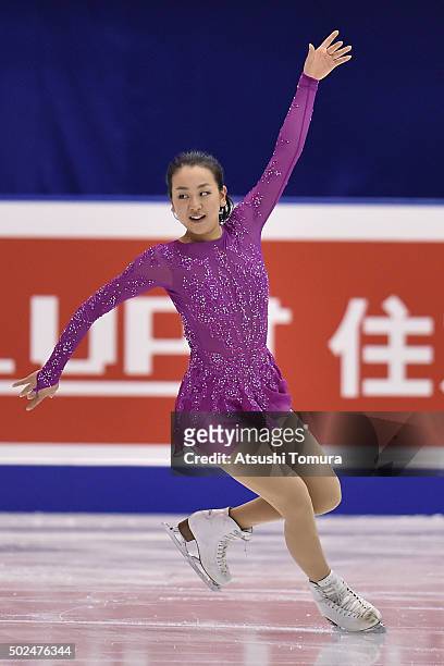 Mao Asada of Japan competes in the ladies short program during the day two of the 2015 Japan Figure Skating Championships at the Makomanai Ice Arena...