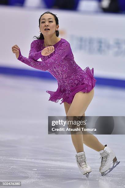 Mao Asada of Japan competes in the ladies short program during the day two of the 2015 Japan Figure Skating Championships at the Makomanai Ice Arena...