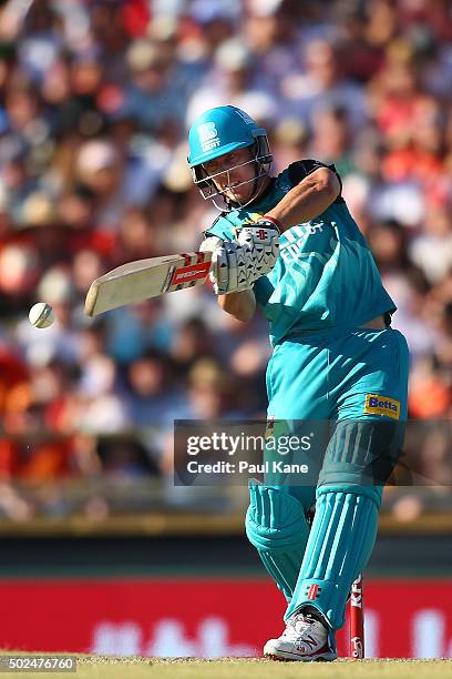 Chris Lynn of the Heat bats during the Big Bash League match between the Perth Scorchers and the Brisbane Heat at WACA on December 26, 2015 in Perth,...