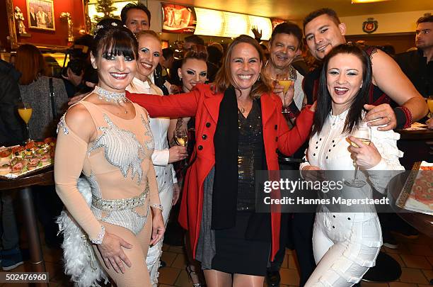 Marie Theres Kroetz-Relin and artists during the 'Circus Krone Christmas Show 2015' at Circus Krone on December 25, 2015 in Munich, Germany.