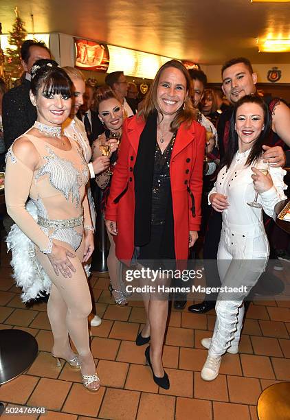 Marie Theres Kroetz-Relin and artists during the 'Circus Krone Christmas Show 2015' at Circus Krone on December 25, 2015 in Munich, Germany.