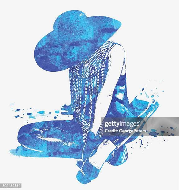 bildbanksillustrationer, clip art samt tecknat material och ikoner med double exposure illustration of mysterious woman with the blues - nattklubbssångare