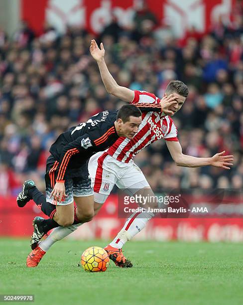 Ander Herrera of Manchester United and Marco van Ginkel of Stoke City during the Barclays Premier League match between Stoke City and Manchester...