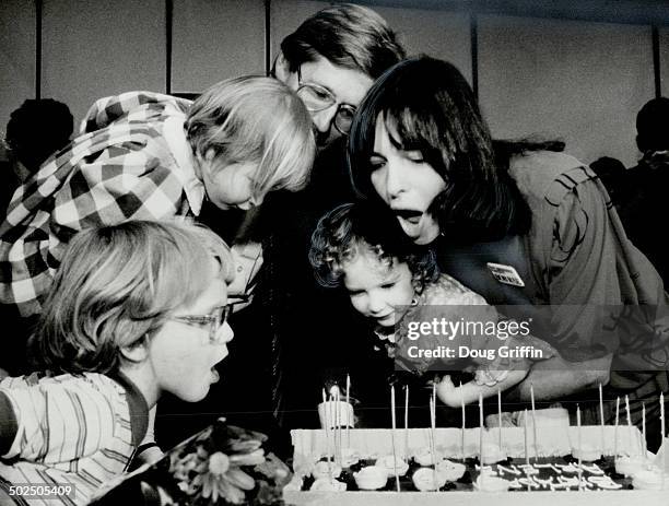 Wish for dad? Arlene Perley Rae; right; celebrates her birthday yesterday with her husband; NDP leader Bob Rae; adn children; Lisa; left rear; and...