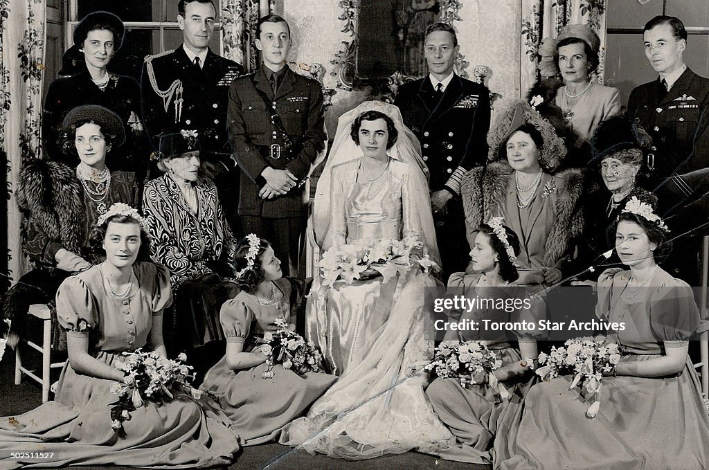 The family group was taken at Lady Patricia Mountbatten's wedding. Included are Duchess of Kent; Ear