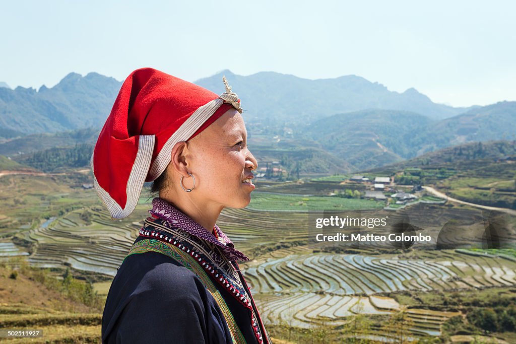 Portrait of woman from Red Dao tribe, Vietnam