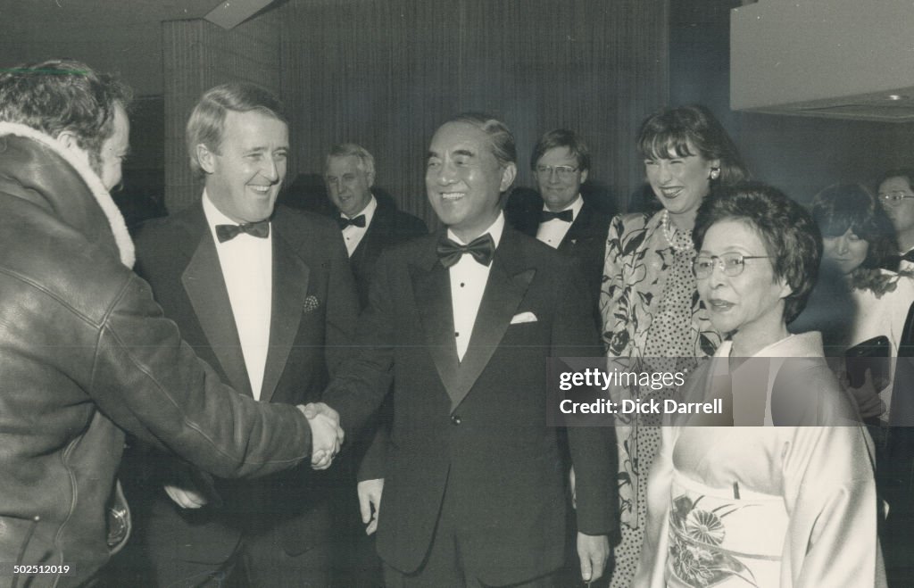 State dinner: There were smiles all around as Prime Minister Brian Mulroney; left; chats with Japane