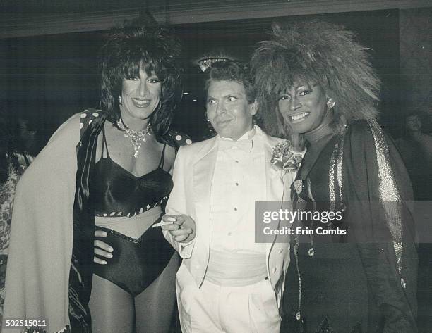 The eyes have it: Too Outrageous star Craig Russel; flanked by La Cage Aux Folles' Kenny Sacha; left; and a Tina Turner look-alike; went home early...