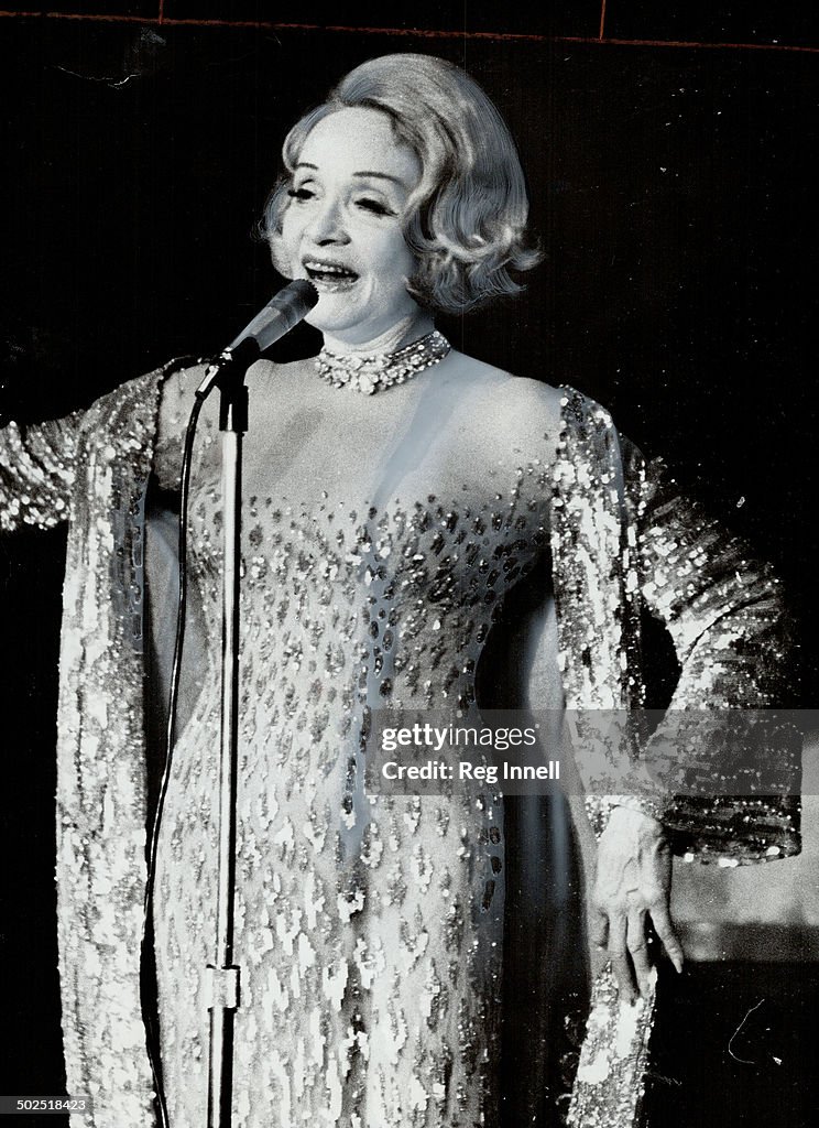 Marlene Dietrich opened her show at the Royal York Hotel last night but reviewer Frank Rasky suggest