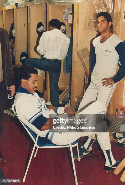 Time for reflection: Jays' George Bell; in his dressing room chair; and second baseman Damaso Garcia can only reflect on what might have been after...