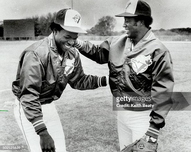 Friendly rivals: Alfredo Griffin; right; and Tony Fernandez; who are expected to stage spirited battle for Blue Jays' starting shortstop position...