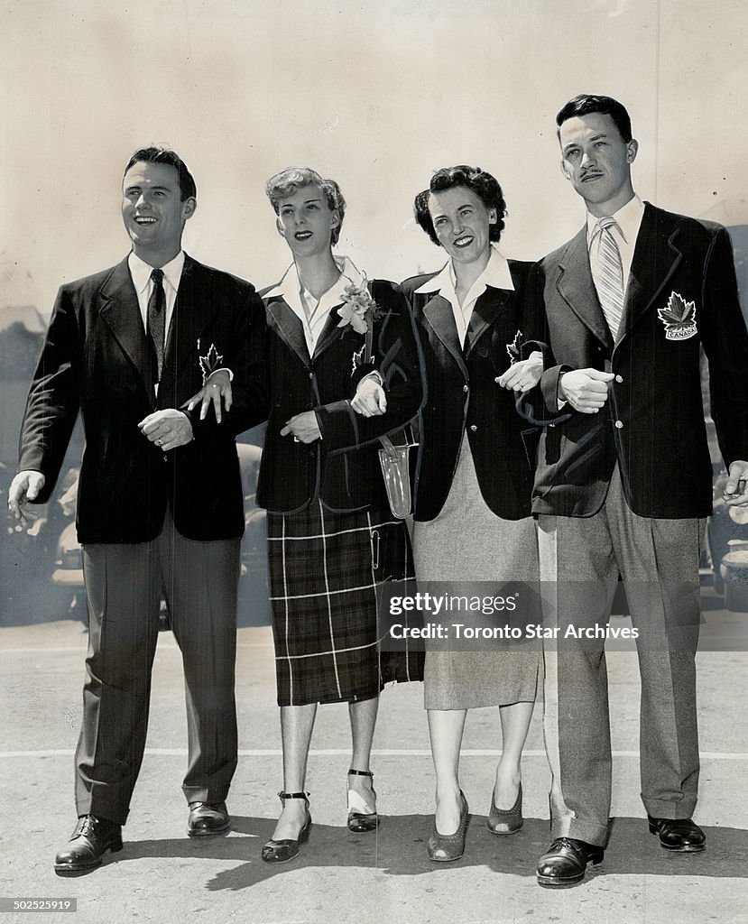 Off to olympics at London; England; are these Toronto members of Canadian track team; left to right: