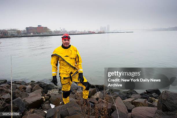 Clean Water Advocate Christopher Swain swims the entire length of the Newtown Creek Superfund Site, home to one of the largest oil spills in America,...