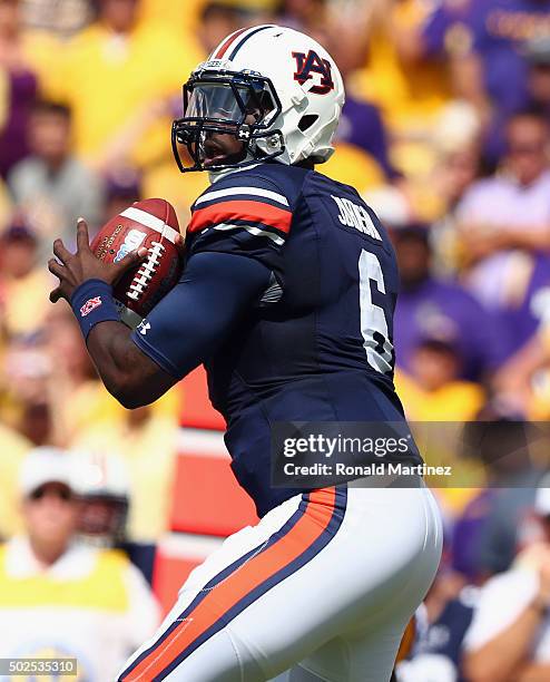 Jeremy Johnson of the Auburn Tigers at Tiger Stadium on September 19, 2015 in Baton Rouge, Louisiana.