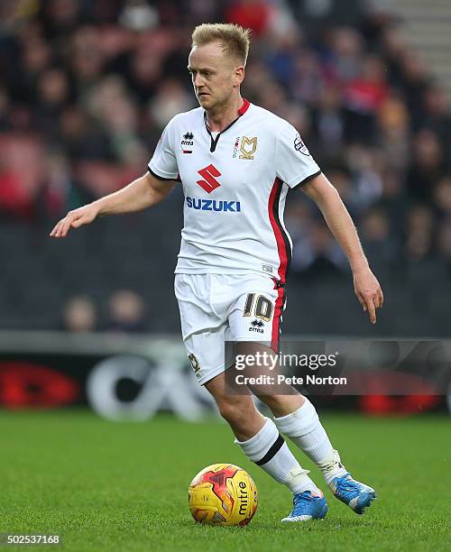 Ben Reeves of Milton Keynes Dons in action during the Sky Bet Championship match between Milton Keynes Dons and Cardiff City at stadium:mk on...