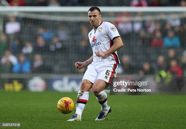 Antony Kay of Milton Keynes Dons in action during the Sky Bet Championship match between Milton Keynes Dons and Cardiff City at stadium:mk on...