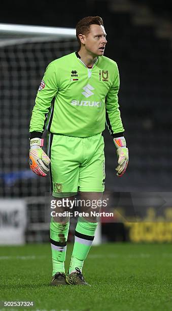 David Martin of Milton Keynes Dons in action during the Sky Bet Championship match between Milton Keynes Dons and Cardiff City at stadium:mk on...