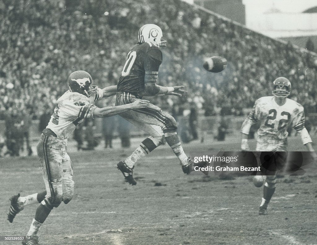 Icing on the cake: Alouettes' Gary lefebvre leaps high to pull in a touchdown pass from quarterback
