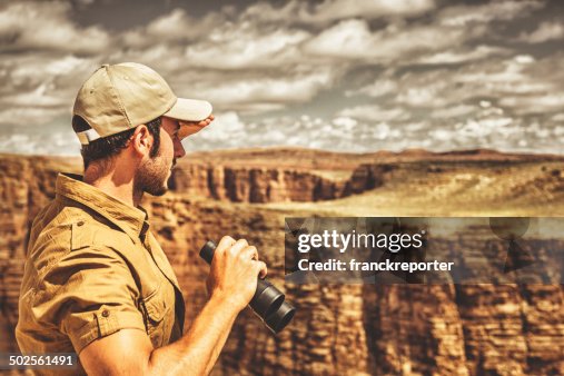 Park Rangers Using Hand Lens Park Ranger Looking Forward On The Grand Canyon High-Res Stock Photo ...