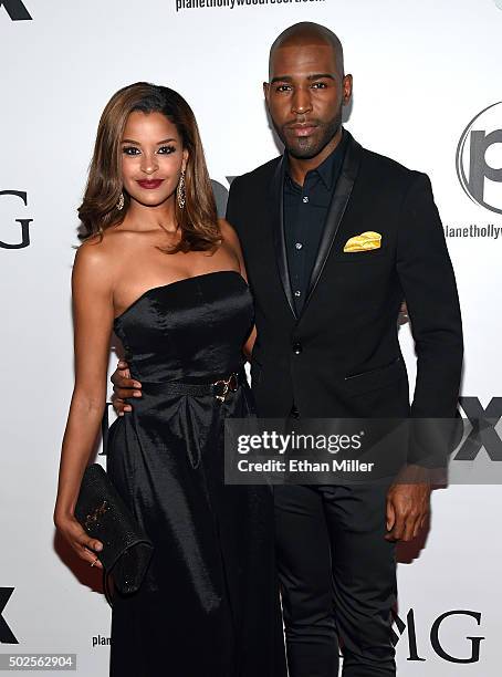 Actress Claudia Jordan and television personality Karamo Brown attend the 2015 Miss Universe Pageant at Planet Hollywood Resort & Casino on December...