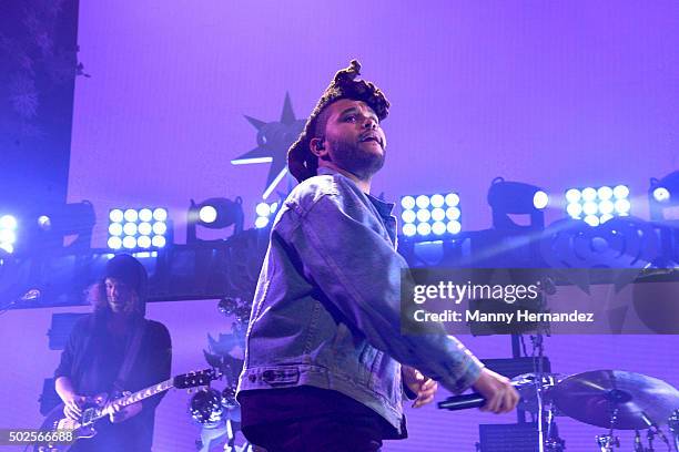 Abel Tesfaye of The Weeknd performs during the 2015 Y100 Jingle Ball at BB&T Center on December 18, 2015 in Sunrise, Florida.