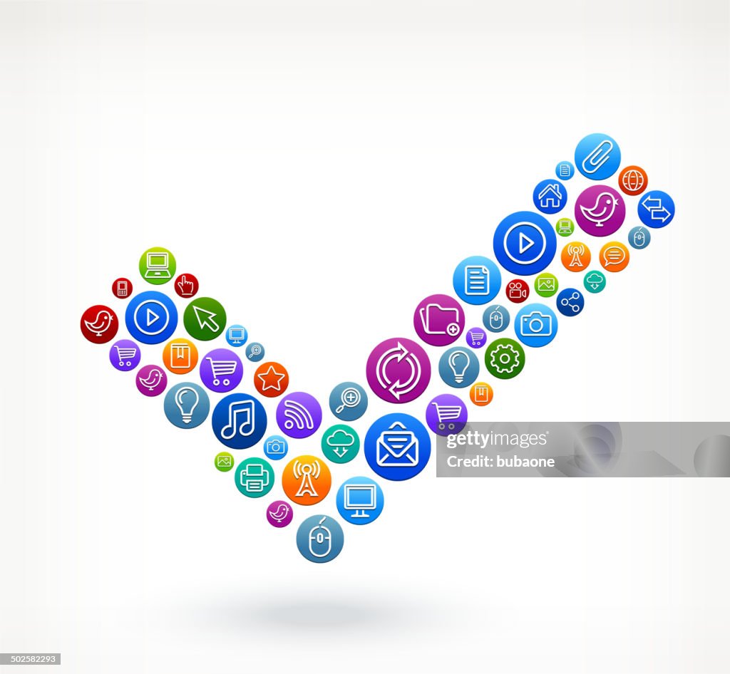 Comms Check Icon Check Mark On Social Networking Internet Color Buttons High-Res Vector ...