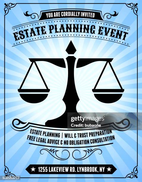 estate planning event on blue background - inheritance stock illustrations