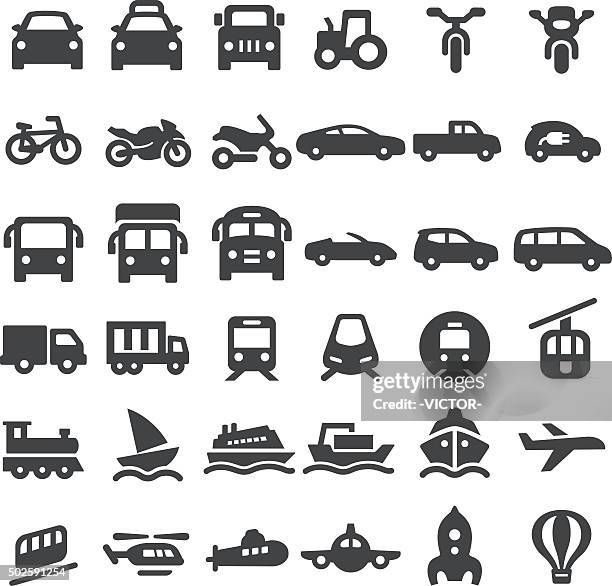 transportation vehicles icons - big series - train transportation stock illustrations