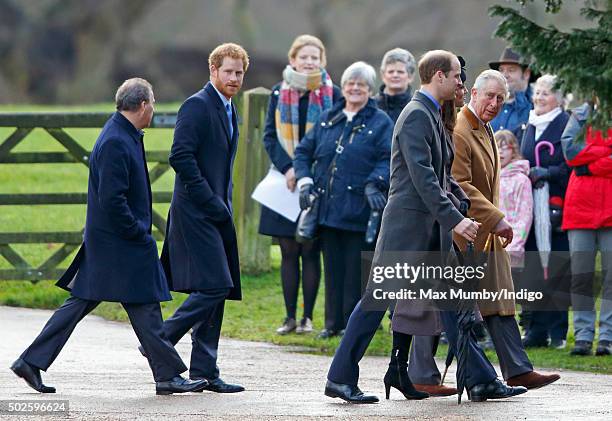 Viscount David Linley, Prince Harry, Prince William, Duke of Cambridge, Catherine, Duchess of Cambridge and Prince Charles, Prince of Wales attend...